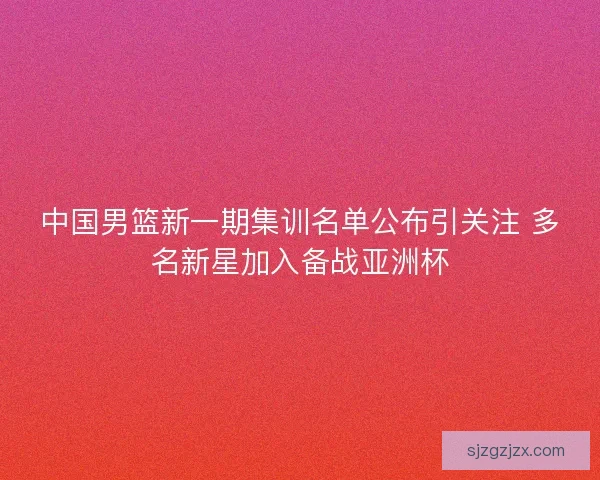中国男篮新一期集训名单公布引关注 多名新星加入备战亚洲杯