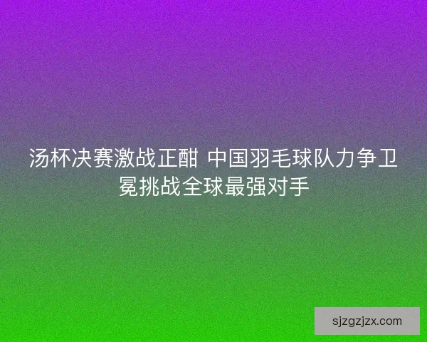 汤杯决赛激战正酣 中国羽毛球队力争卫冕挑战全球最强对手