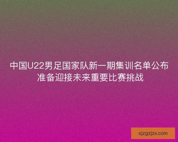 中国U22男足国家队新一期集训名单公布 准备迎接未来重要比赛挑战